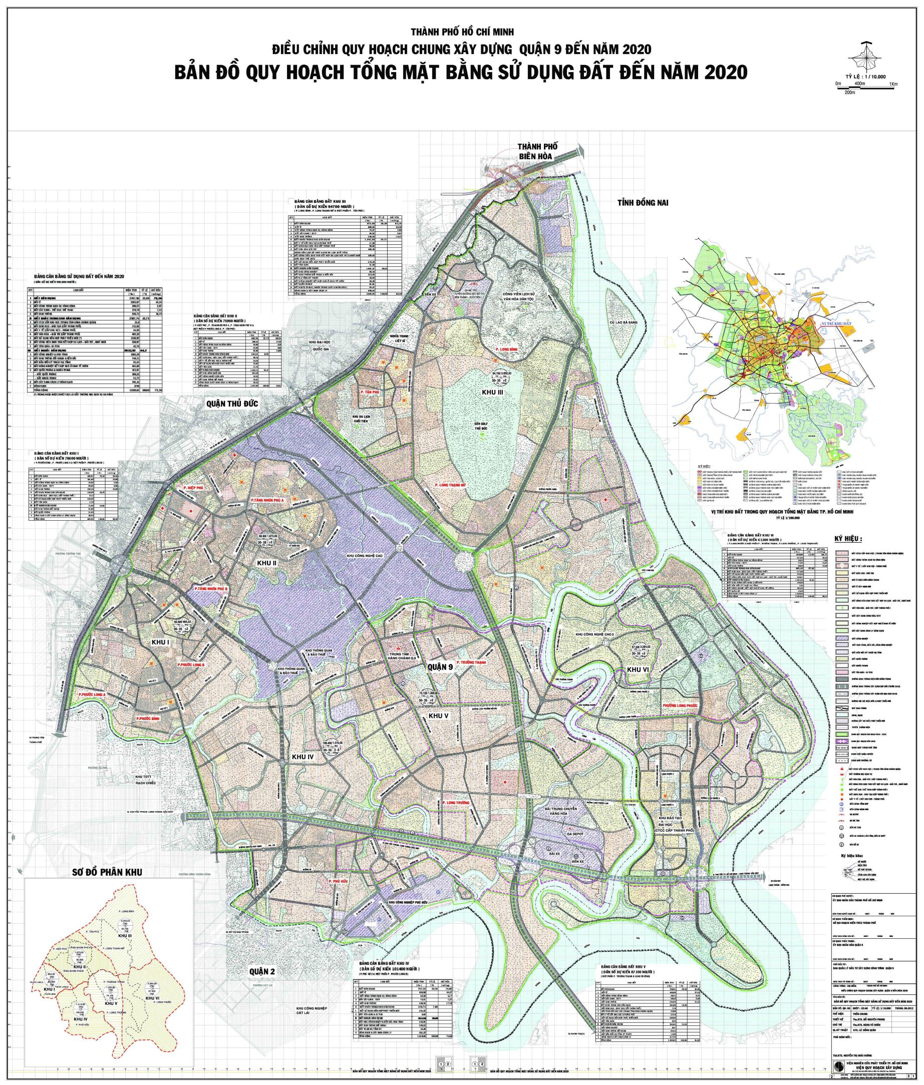 Bản đồ quy hoạch quận 9 - tổng mặt bằng sử dụng đất đến năm 2020