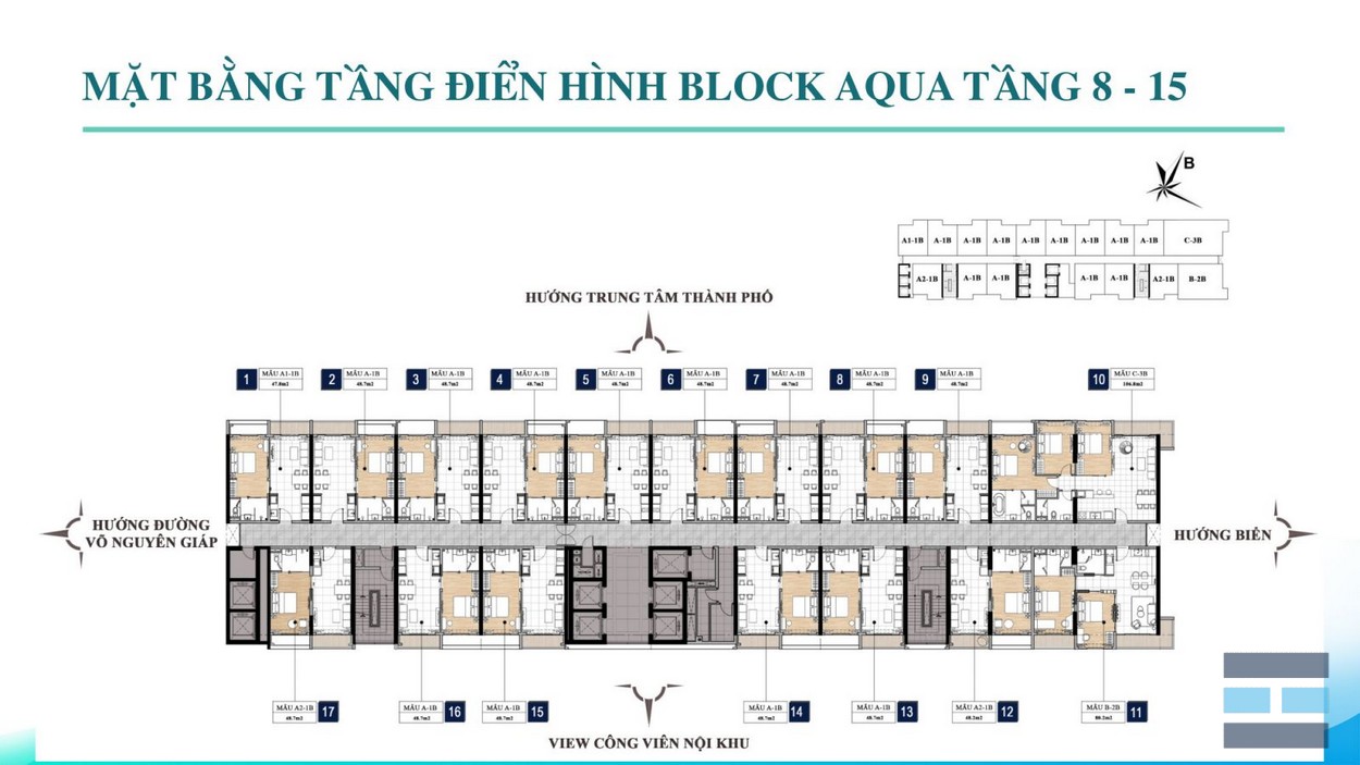 Mặt bằng tầng điển hình 8-15 dự án Aria Da Nang Hotels And Resorts