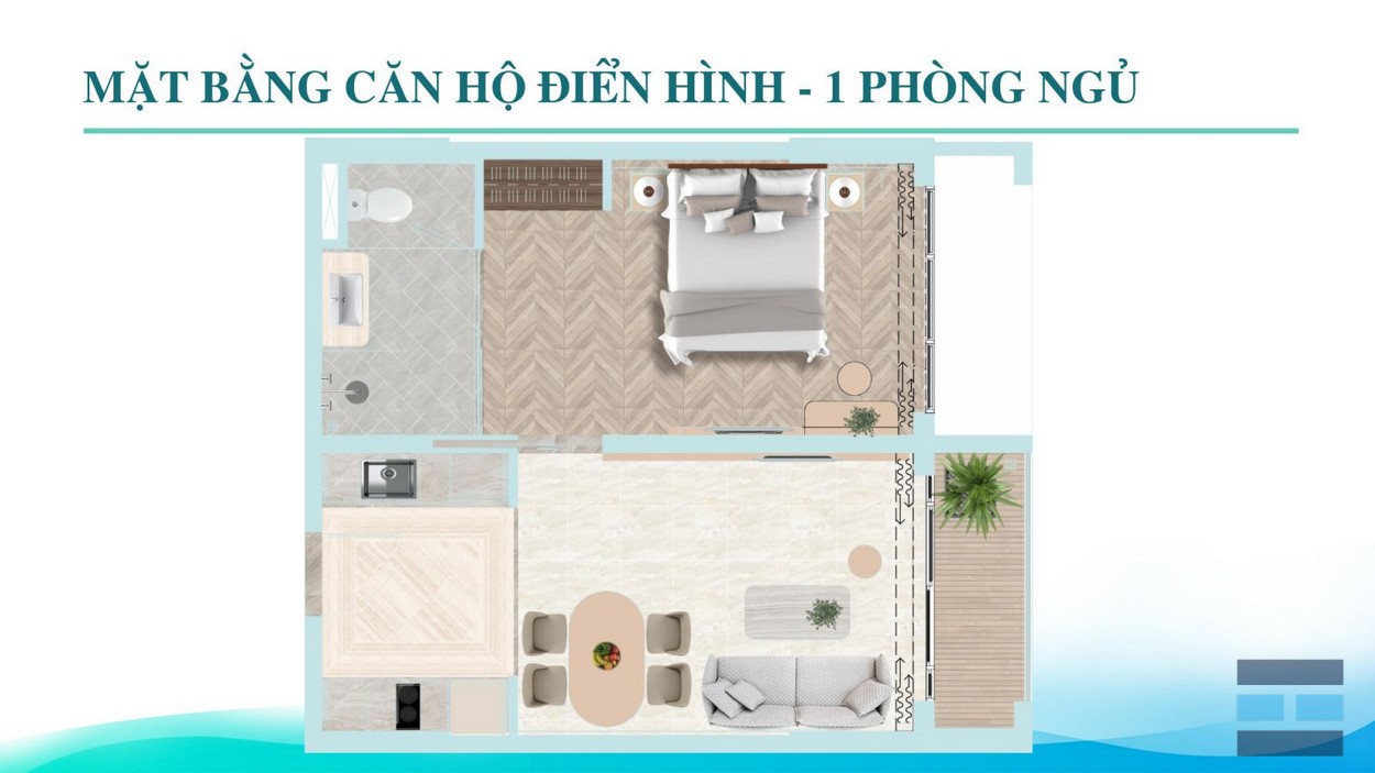 Thiết kế căn hộ 1 phòng ngủ dự án Aria Da Nang Hotels And Resorts