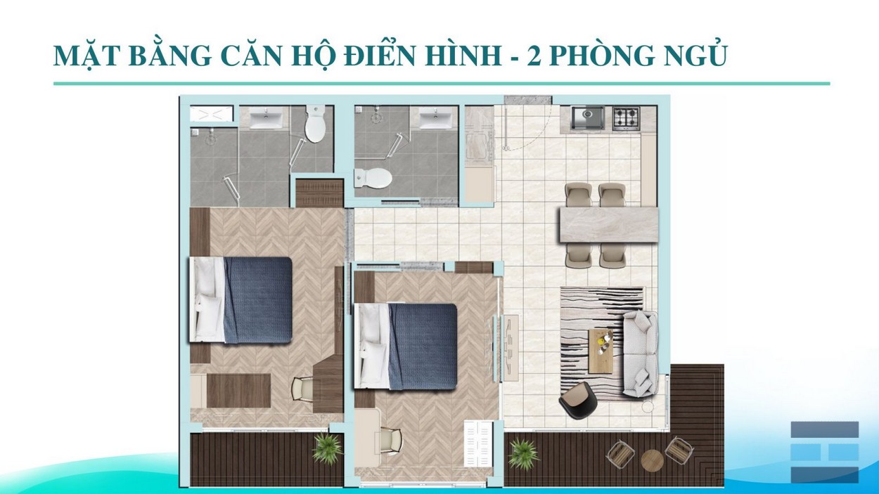 Thiết kế căn hộ 2 phòng ngủ dự án Aria Da Nang Hotels And Resorts